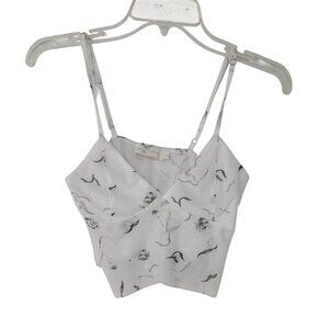 Beige Botany Women's Sleeveless Top White black floral  Size M